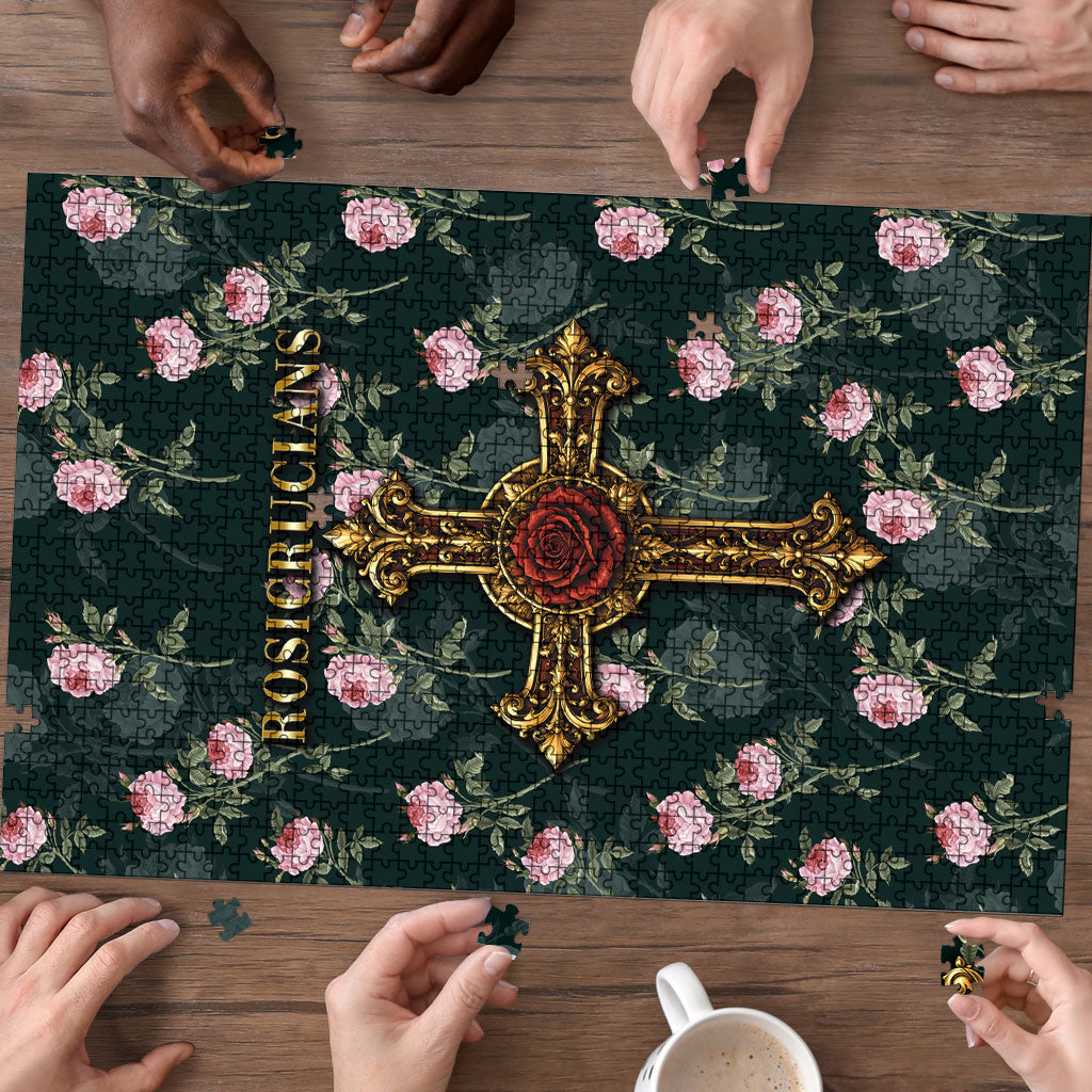 Rosicrucian Order Rose Cross Puzzle Gothic Baroque Crucifix Vintage Floral