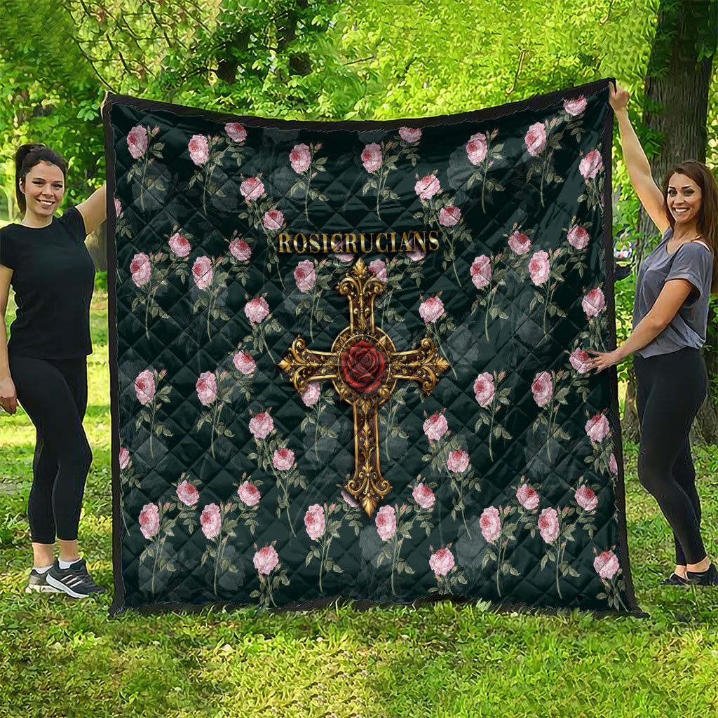 Rosicrucian Order Rose Cross Quilt Gothic Baroque Crucifix Vintage Floral