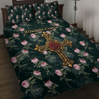 Rosicrucian Order Rose Cross Quilt Bed Set Gothic Baroque Crucifix Vintage Floral