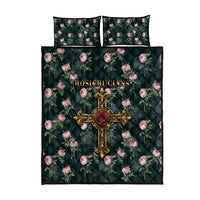 Rosicrucian Order Rose Cross Quilt Bed Set Gothic Baroque Crucifix Vintage Floral