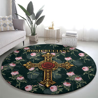 Rosicrucian Order Rose Cross Round Carpet Gothic Baroque Crucifix Vintage Floral