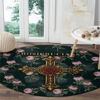 Rosicrucian Order Rose Cross Round Carpet Gothic Baroque Crucifix Vintage Floral