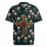 Rosicrucian Order Rose Cross Rugby Jersey Gothic Baroque Crucifix Vintage Floral