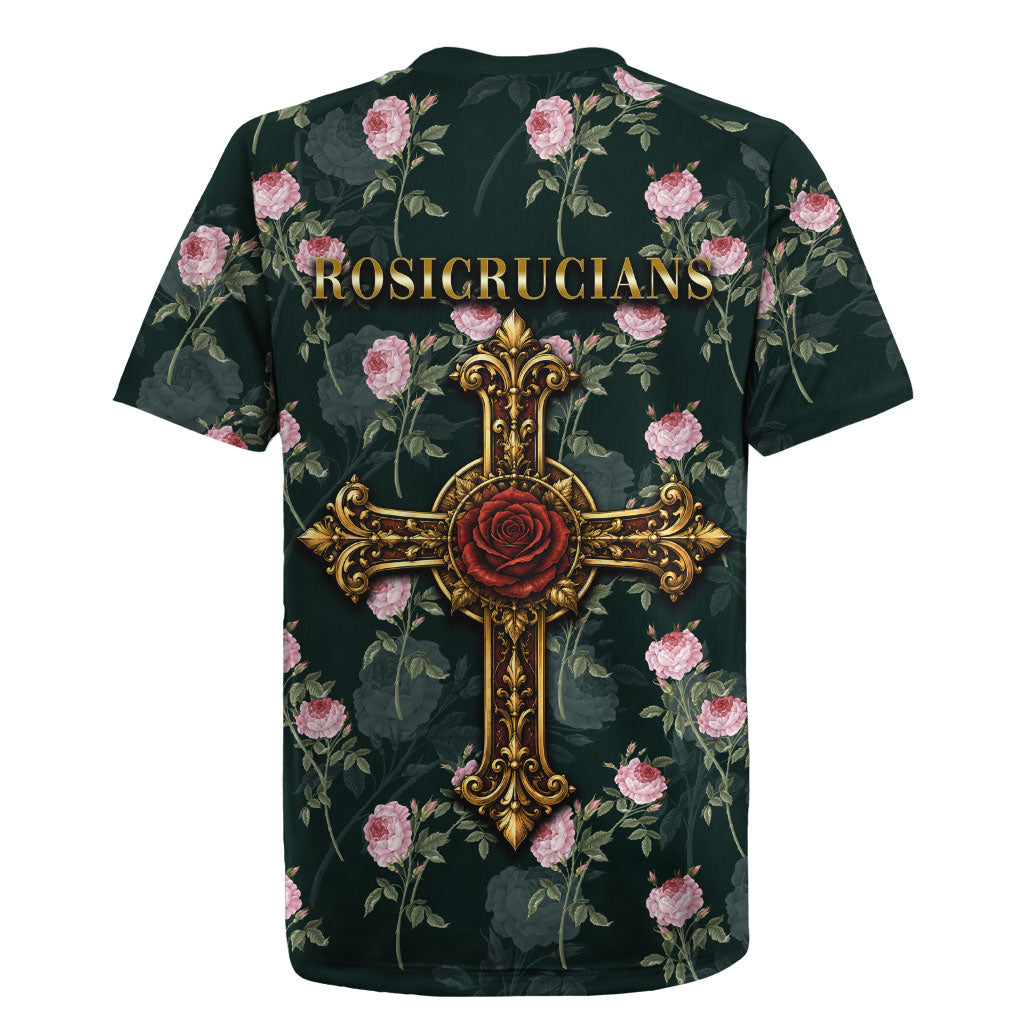 Rosicrucian Order Rose Cross Rugby Jersey Gothic Baroque Crucifix Vintage Floral