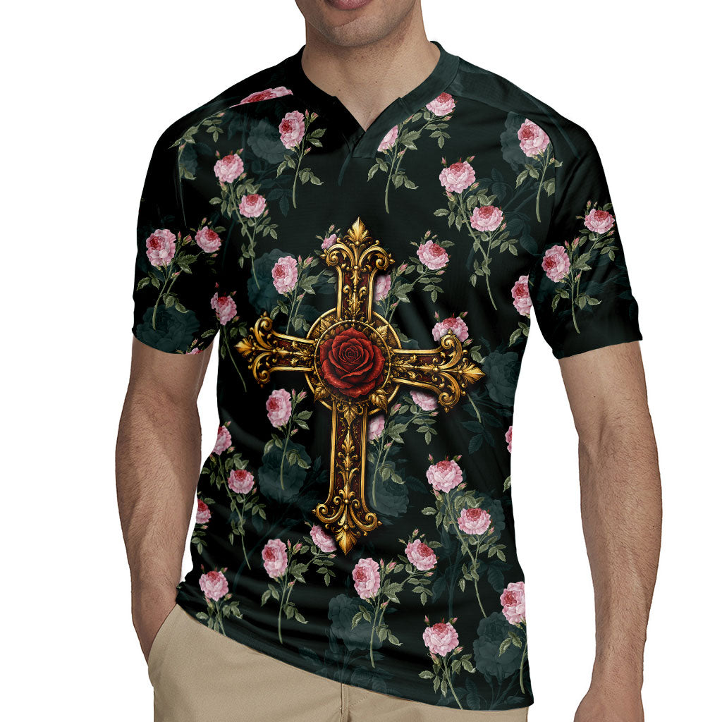 Rosicrucian Order Rose Cross Rugby Jersey Gothic Baroque Crucifix Vintage Floral