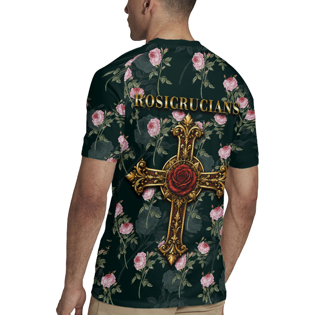 Rosicrucian Order Rose Cross Rugby Jersey Gothic Baroque Crucifix Vintage Floral