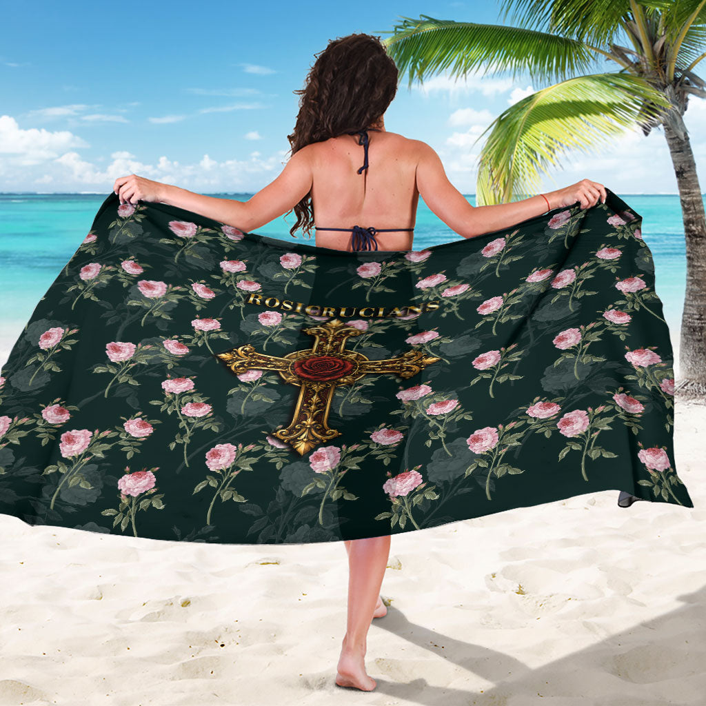 Rosicrucian Order Rose Cross Sarong Gothic Baroque Crucifix Vintage Floral