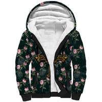 Rosicrucian Order Rose Cross Sherpa Hoodie Gothic Baroque Crucifix Vintage Floral
