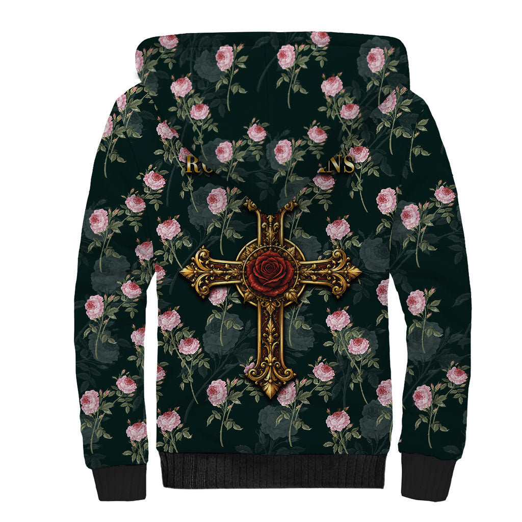 Rosicrucian Order Rose Cross Sherpa Hoodie Gothic Baroque Crucifix Vintage Floral