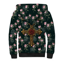 Rosicrucian Order Rose Cross Sherpa Hoodie Gothic Baroque Crucifix Vintage Floral