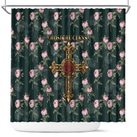 Rosicrucian Order Rose Cross Shower Curtain Gothic Baroque Crucifix Vintage Floral