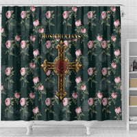 Rosicrucian Order Rose Cross Shower Curtain Gothic Baroque Crucifix Vintage Floral