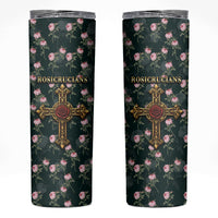 Rosicrucian Order Rose Cross Skinny Tumbler Gothic Baroque Crucifix Vintage Floral