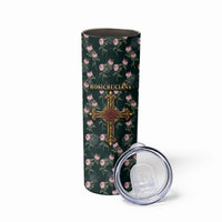 Rosicrucian Order Rose Cross Skinny Tumbler Gothic Baroque Crucifix Vintage Floral