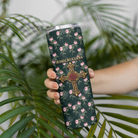 Rosicrucian Order Rose Cross Skinny Tumbler Gothic Baroque Crucifix Vintage Floral