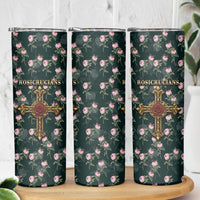 Rosicrucian Order Rose Cross Skinny Tumbler Gothic Baroque Crucifix Vintage Floral
