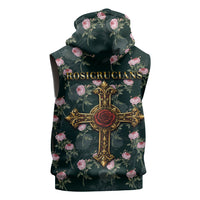 Rosicrucian Order Rose Cross Sleeveless Hoodie Gothic Baroque Crucifix Vintage Floral
