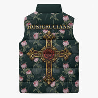 Rosicrucian Order Rose Cross Sleeveless Puffer Jacket Gothic Baroque Crucifix Vintage Floral