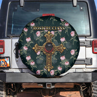 Rosicrucian Order Rose Cross Spare Tire Cover Gothic Baroque Crucifix Vintage Floral