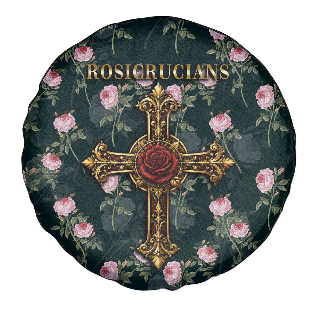 Rosicrucian Order Rose Cross Spare Tire Cover Gothic Baroque Crucifix Vintage Floral
