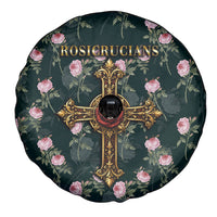 Rosicrucian Order Rose Cross Spare Tire Cover Gothic Baroque Crucifix Vintage Floral
