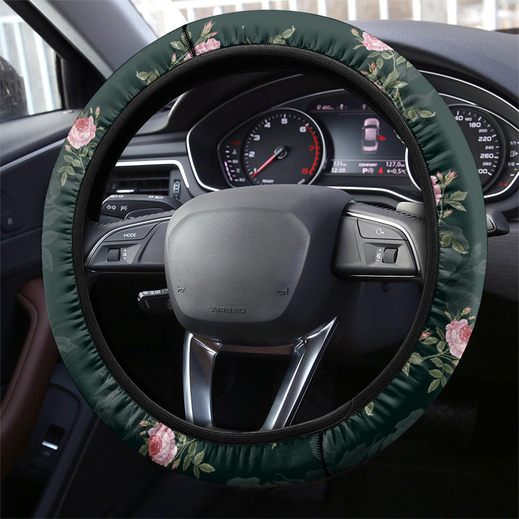 Rosicrucian Order Rose Cross Steering Wheel Cover Gothic Baroque Crucifix Vintage Floral