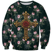 Rosicrucian Order Rose Cross Sweatshirt Gothic Baroque Crucifix Vintage Floral