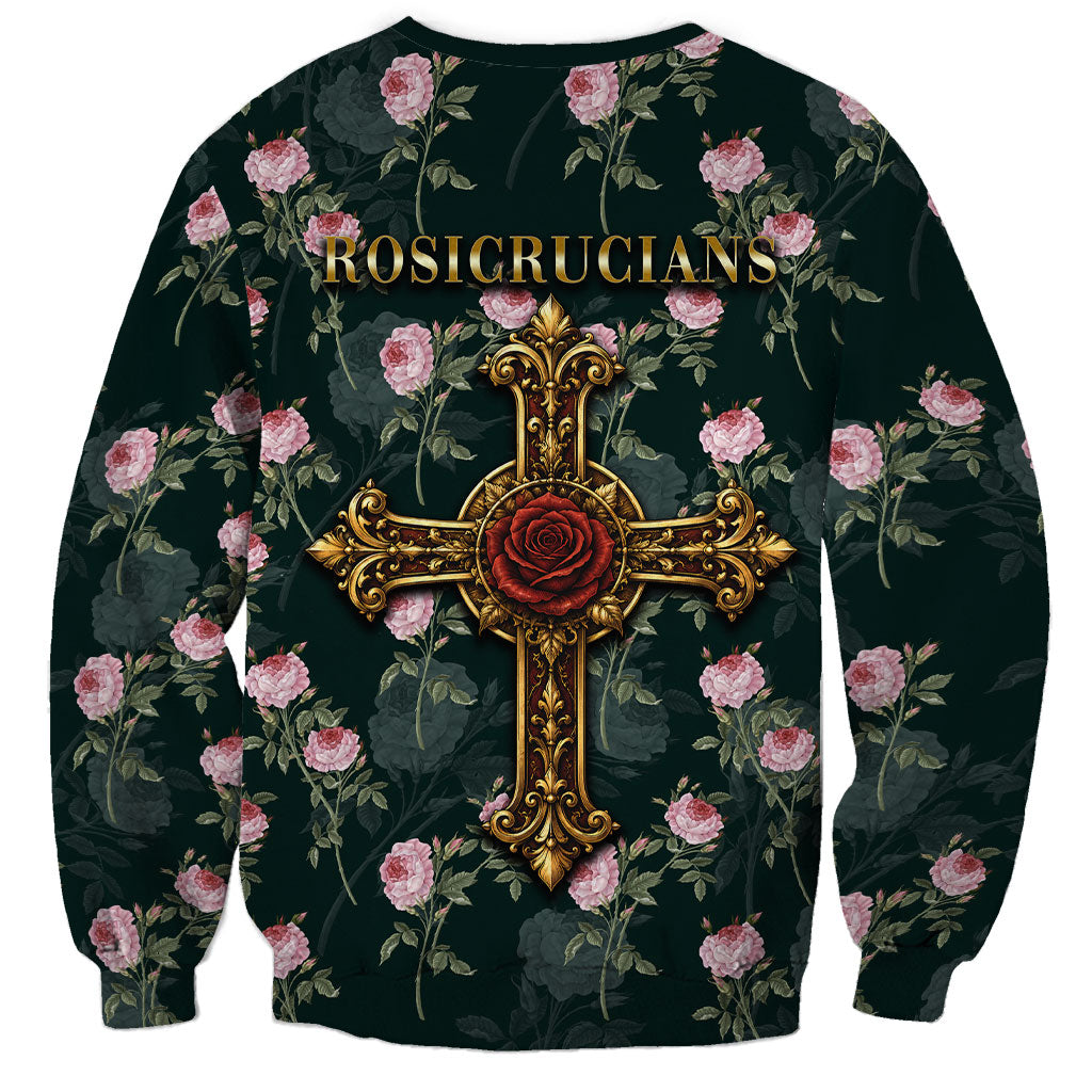 Rosicrucian Order Rose Cross Sweatshirt Gothic Baroque Crucifix Vintage Floral