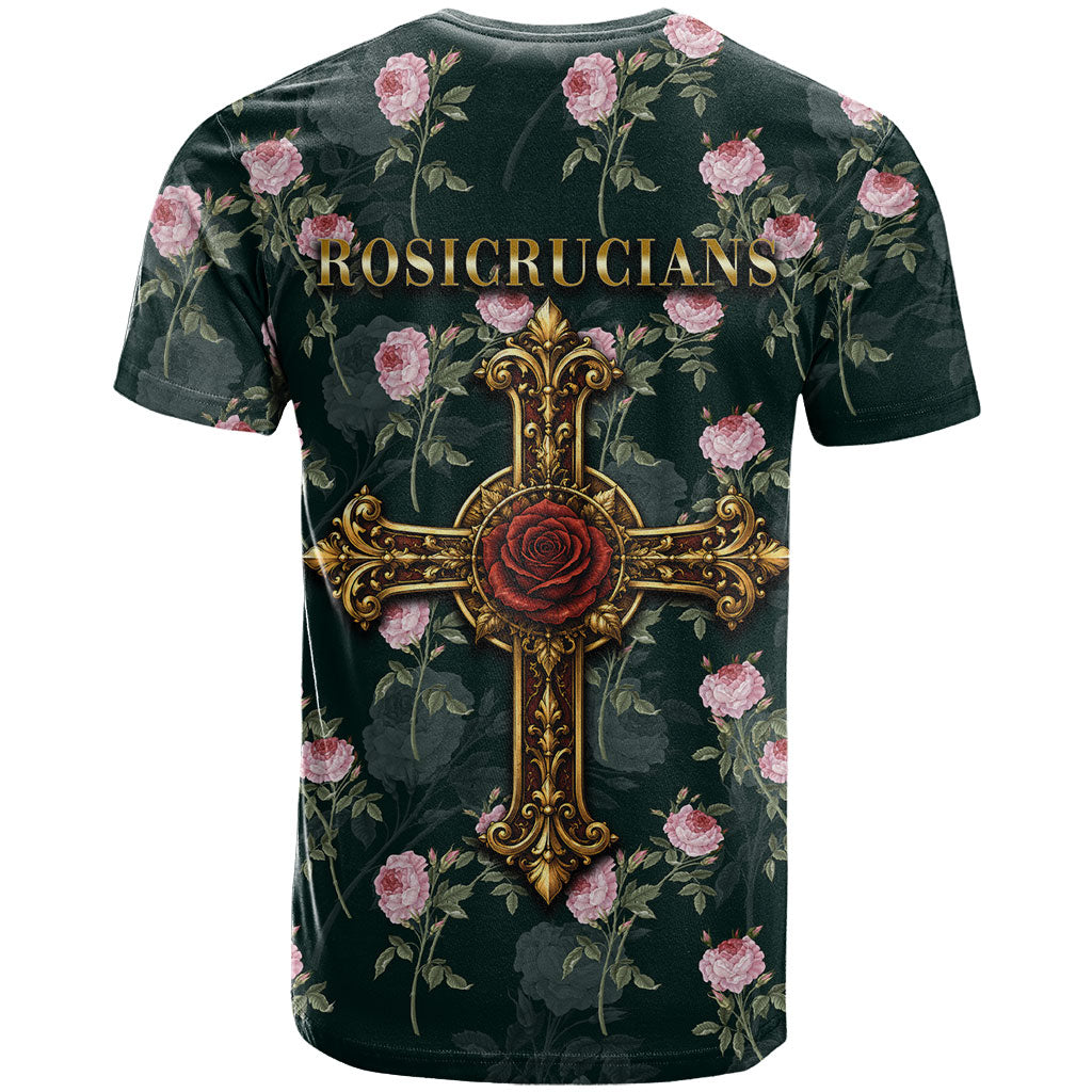 Rosicrucian Order Rose Cross T Shirt Gothic Baroque Crucifix Vintage Floral