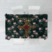 Rosicrucian Order Rose Cross Tablecloth Gothic Baroque Crucifix Vintage Floral