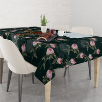 Rosicrucian Order Rose Cross Tablecloth Gothic Baroque Crucifix Vintage Floral