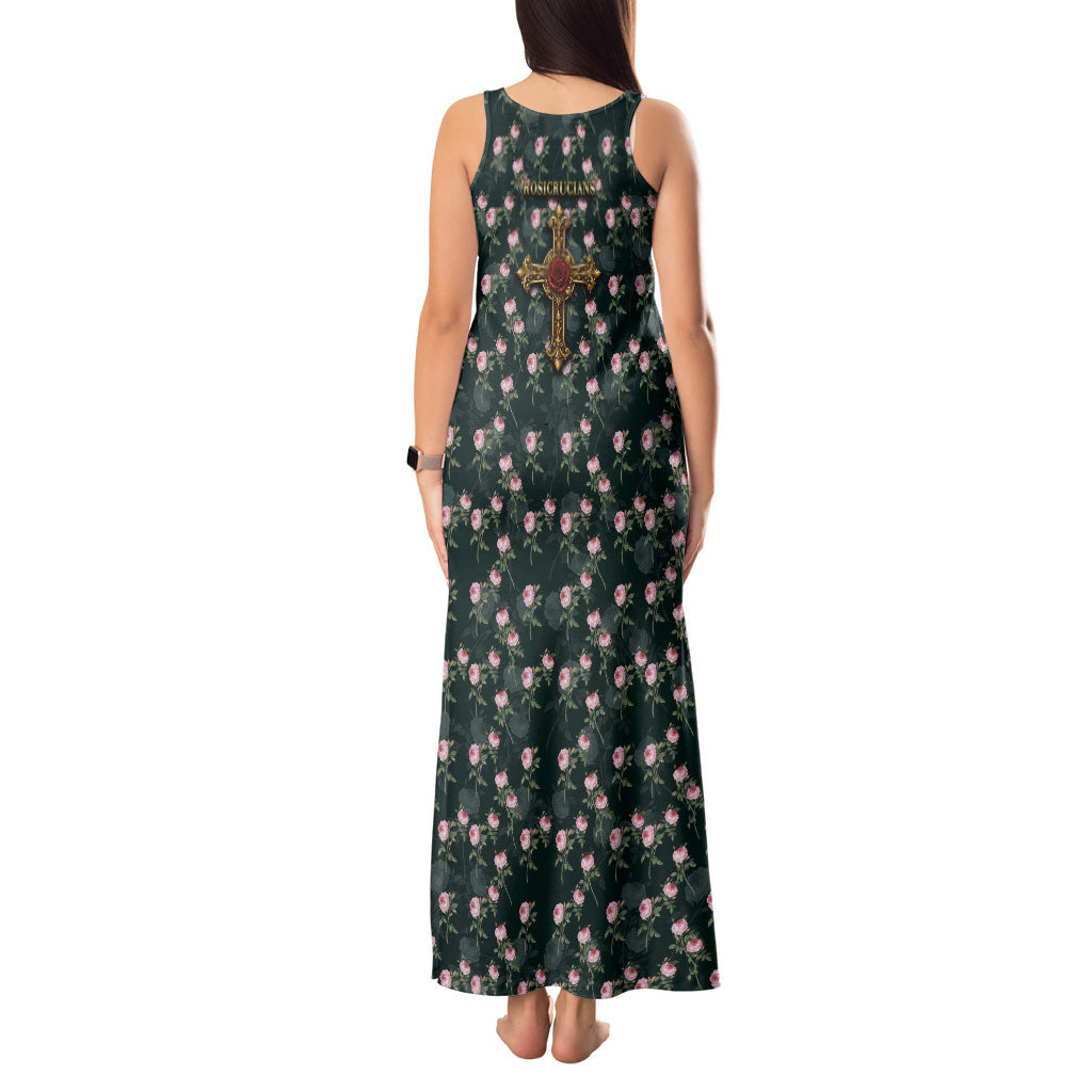 Rosicrucian Order Rose Cross Tank Maxi Dress Gothic Baroque Crucifix Vintage Floral