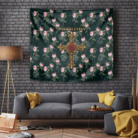 Rosicrucian Order Rose Cross Tapestry Gothic Baroque Crucifix Vintage Floral