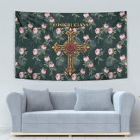 Rosicrucian Order Rose Cross Tapestry Gothic Baroque Crucifix Vintage Floral