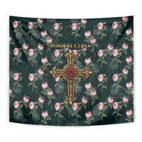 Rosicrucian Order Rose Cross Tapestry Gothic Baroque Crucifix Vintage Floral