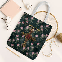 Rosicrucian Order Rose Cross Tote Bag Gothic Baroque Crucifix Vintage Floral