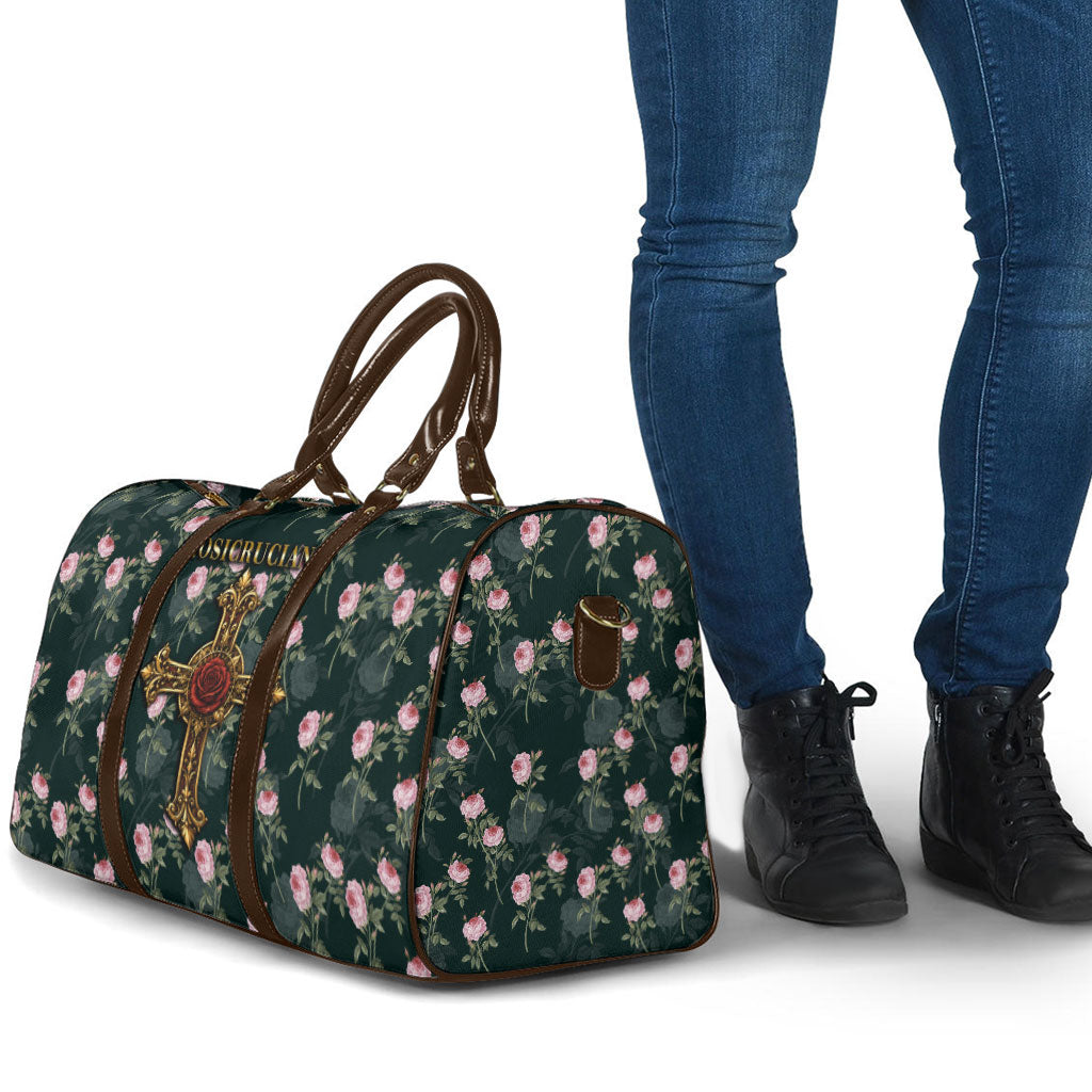 Rosicrucian Order Rose Cross Travel Bag Gothic Baroque Crucifix Vintage Floral