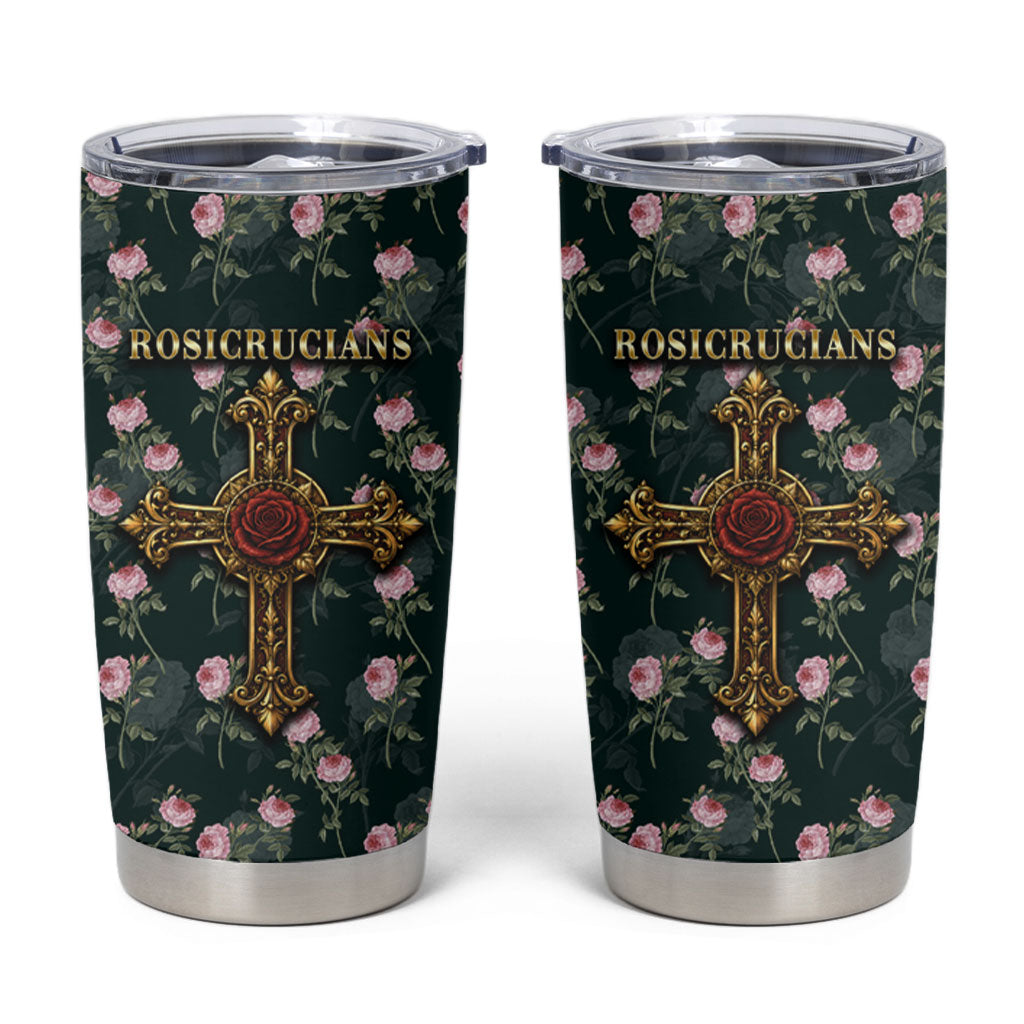 Rosicrucian Order Rose Cross Tumbler Cup Gothic Baroque Crucifix Vintage Floral