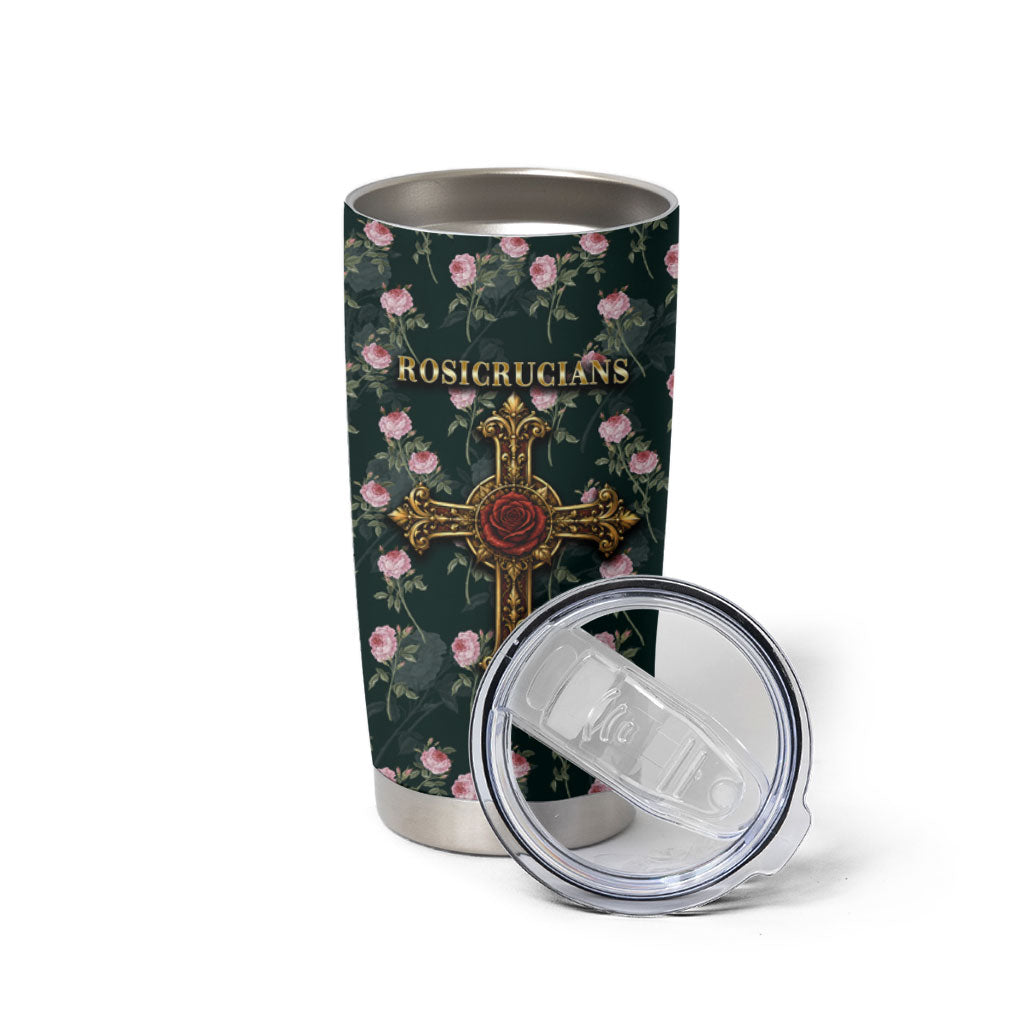 Rosicrucian Order Rose Cross Tumbler Cup Gothic Baroque Crucifix Vintage Floral