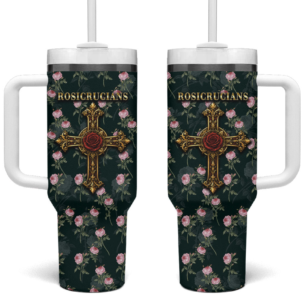 Rosicrucian Order Rose Cross Tumbler With Handle Gothic Baroque Crucifix Vintage Floral