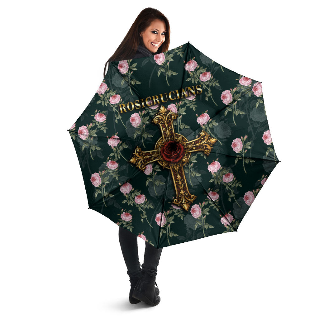 Rosicrucian Order Rose Cross Umbrella Gothic Baroque Crucifix Vintage Floral