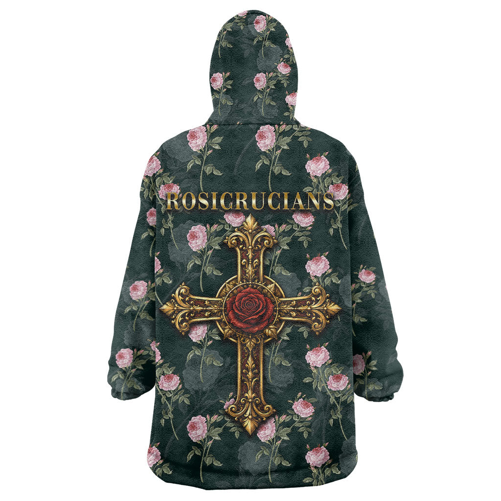 Rosicrucian Order Rose Cross Wearable Blanket Hoodie Gothic Baroque Crucifix Vintage Floral