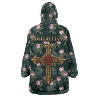 Rosicrucian Order Rose Cross Wearable Blanket Hoodie Gothic Baroque Crucifix Vintage Floral