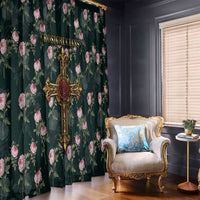 Rosicrucian Order Rose Cross Window Curtain Gothic Baroque Crucifix Vintage Floral