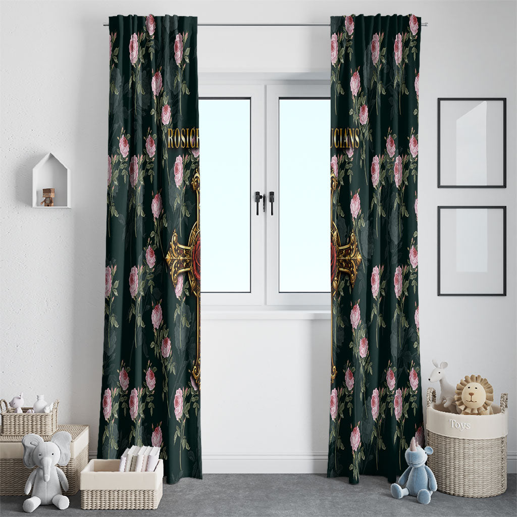 Rosicrucian Order Rose Cross Window Curtain Gothic Baroque Crucifix Vintage Floral