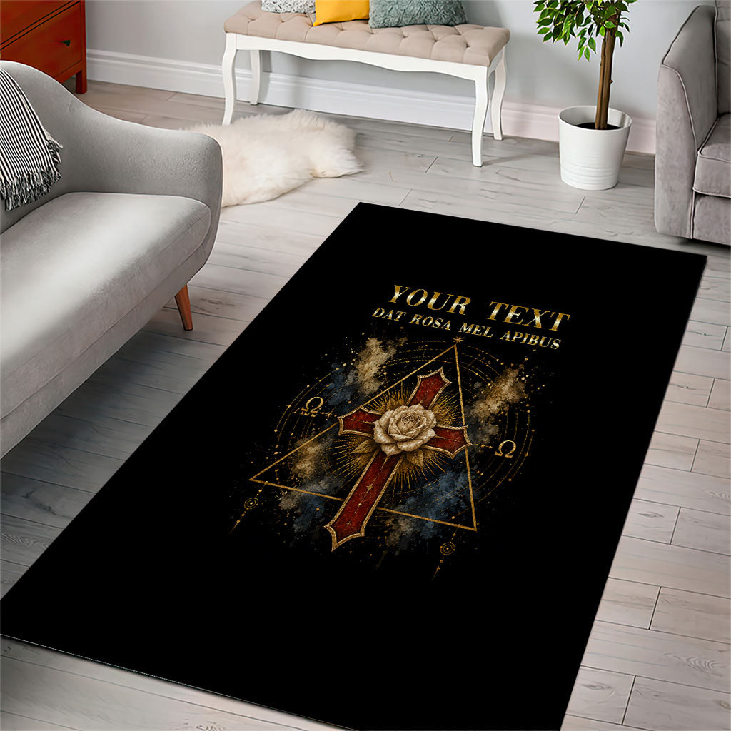 Personalized Rosicrucians Area Rug Sapiens Dominabitur Astris Rose Cross