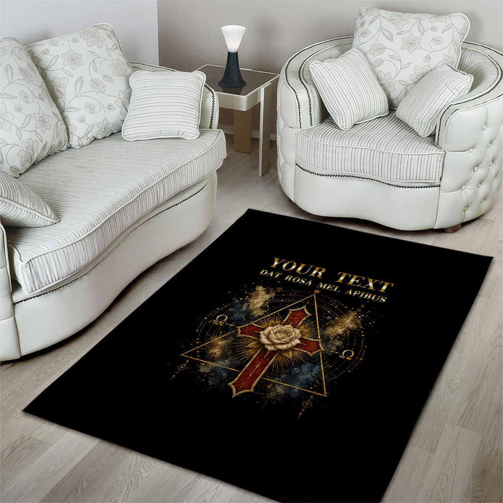 Personalized Rosicrucians Area Rug Sapiens Dominabitur Astris Rose Cross