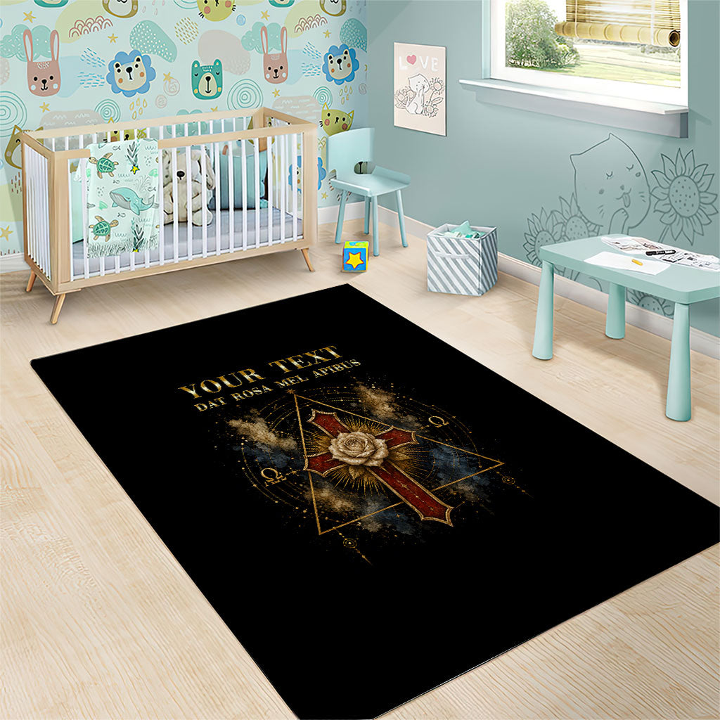 Personalized Rosicrucians Area Rug Sapiens Dominabitur Astris Rose Cross