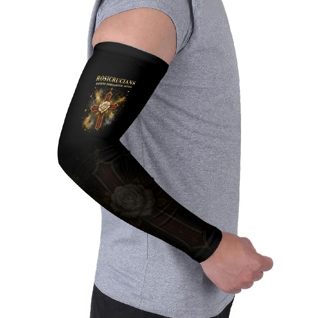 Personalized Rosicrucians Arm Sleeves Sapiens Dominabitur Astris Rose Cross