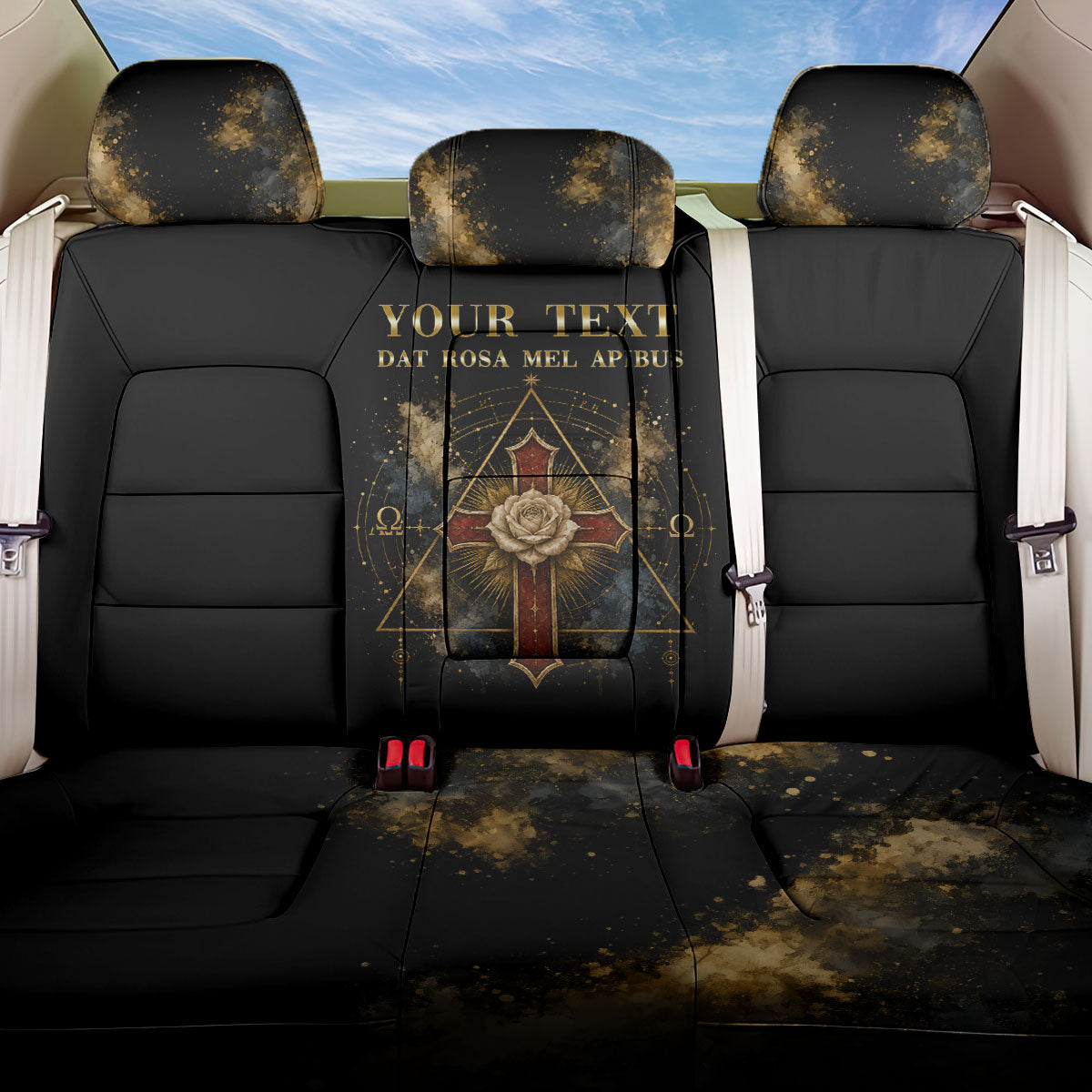 Personalized Rosicrucians Back Car Seat Cover Sapiens Dominabitur Astris Rose Cross
